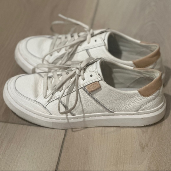 UGG Alameda Logo Platform Leather Sneakers 1130775 in White/Tan Women’s 7.5 - Picture 4 of 8